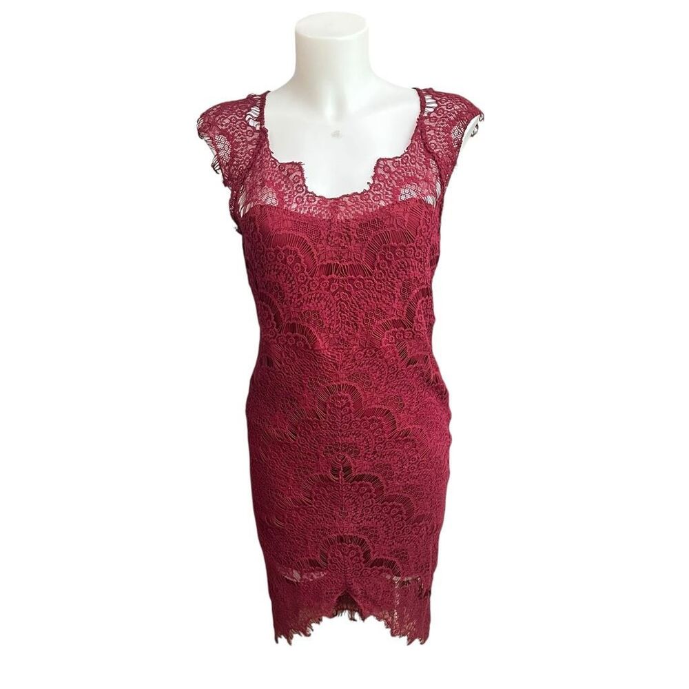 Intimately Free People‎ Maroon Square Neck Mini Lace Dress Small Bodycon Dreamy